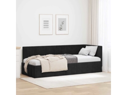 Vidaxl Estrutura De Cama De Canto Preto 80 Cm X 200 Cm Veludo