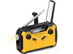 Rádio de emergência multifuncional AQUAFORGE am/fm/wb com carregamento solar, manivela, lanterna, amarelo