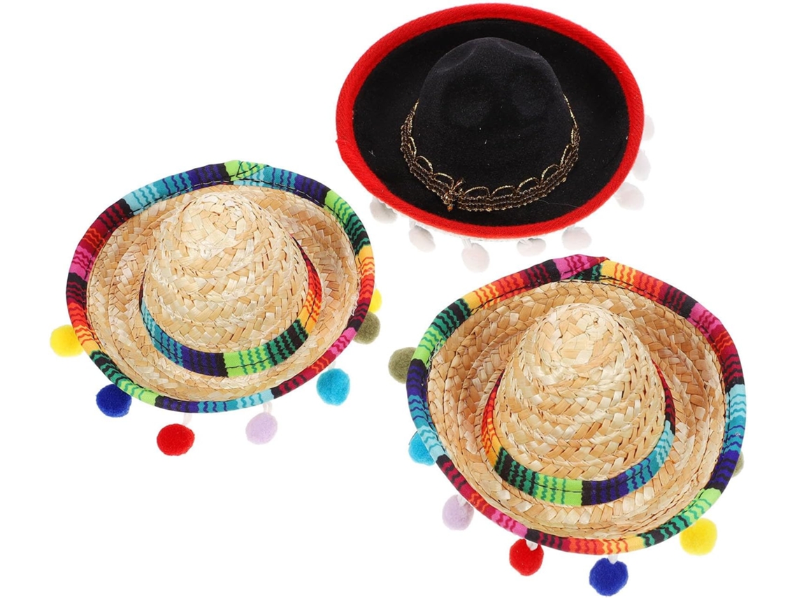 Conjunto de 3 Mini Tiaras de Sombrero Mexicano CHABERLU