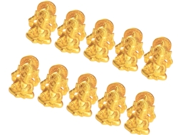 Conjunto 10 Estátuas Elefantes Hindus Resina Dourada Decoração Altar Elegantes Figuras Simbolizam Sucesso GOKOCO