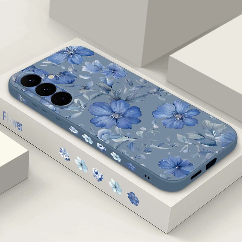 Capa Para Celular Galaxy S24 Com Estampa Floral (cinza), Capa Macia.
