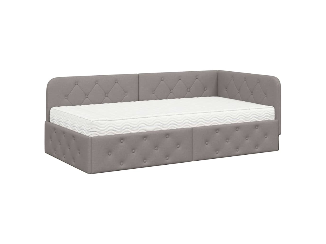 Estrutura de Cama de Canto Cinzento Acastanhado com Tecido MAISON EXCLUSIVE 100x200 cm