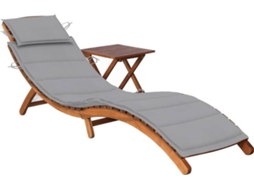 Sunlounger With Table, Sunloungers With Tables Vidaxl Cinzeto Madeira De Acácia (n/a)
