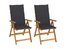 Reclining Folding Chair, Reclining Folding Chairs Vidaxl Antracite Madeira (120 X 50 X 3 Cm)