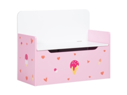 Baú Infantil 2 em 1 para Armazenamento de Brinquedos com Tampa Segura (50 kg, 60x30x50 cm) ROSA FLUISHINE