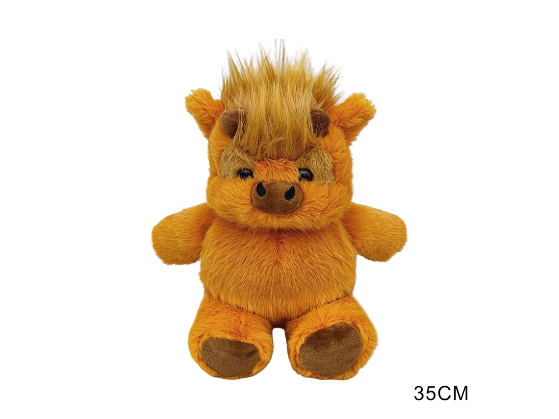 Vaca das Terras Altas Marrom Pelúcia 35cm da Laxiscreed para decoração de Natal e Halloween