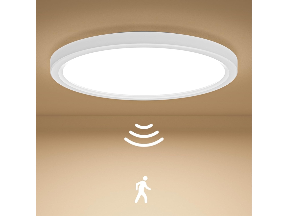 Luminária De Teto Led Com Sensor De Movimento, 18w, 4000k, 23cm Para Escada, Corredor, Garagem