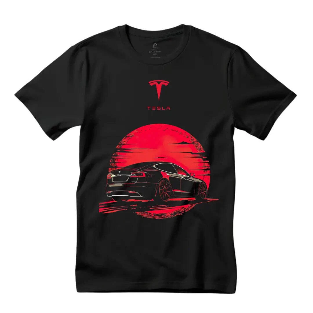 T-shirt Rockinstone Sleek Style: Tesla Model S Black (2xl)