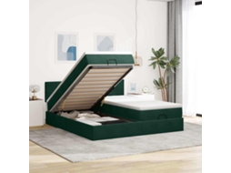 Vidaxl Estrutura de Cama Otomana com Colchão Verde Escuro Veludo