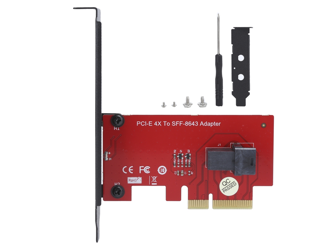 Placa Adaptadora Conversora Sff-8643 Para Pci-e 4x Com Conector Fêmea Mini Sas Hd De 36 Pinos