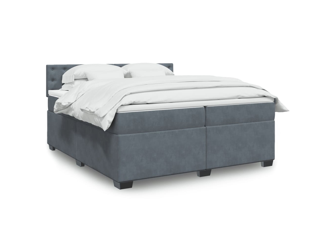 Vidaxl Cama Com Molas/colchão 200x200 Cm Veludo Cinzento-escuro
