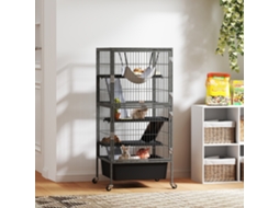 Gaiola De Roedores 4 Andares, Rampas Removíveis, Bandeja, Rodas, 52x52x115 Cm, Cinza