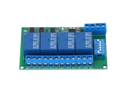 Módulo Relé 4 Canais Rs485 Com Timer Atraso Comando At Controle Remoto 12v