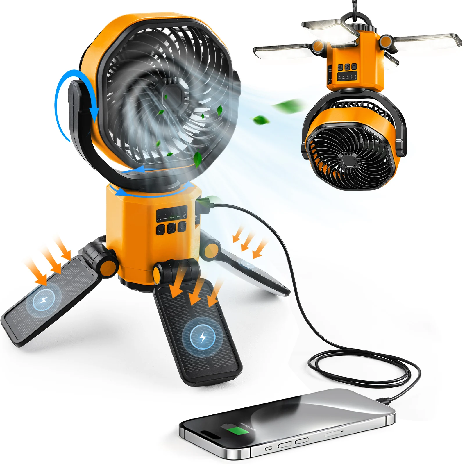 Ventilador de Clipe MDUG, 3 Velocidades, USB Tipo C, Branco