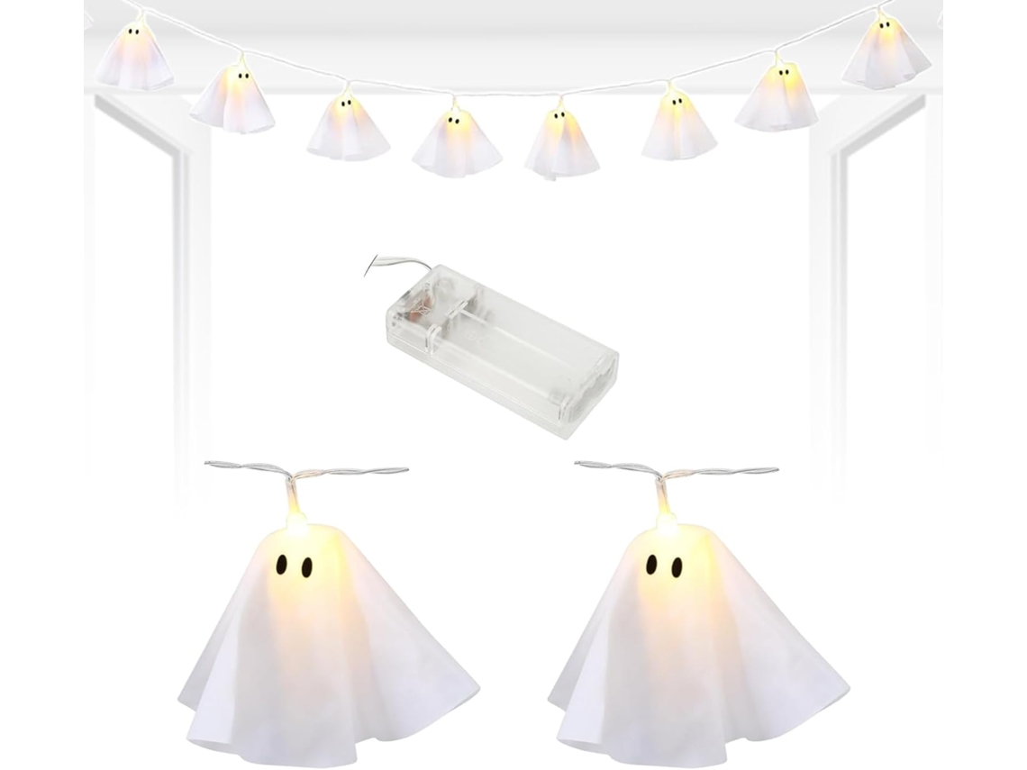 Kit Fantasma Iluminado Guirlanda Iluminada