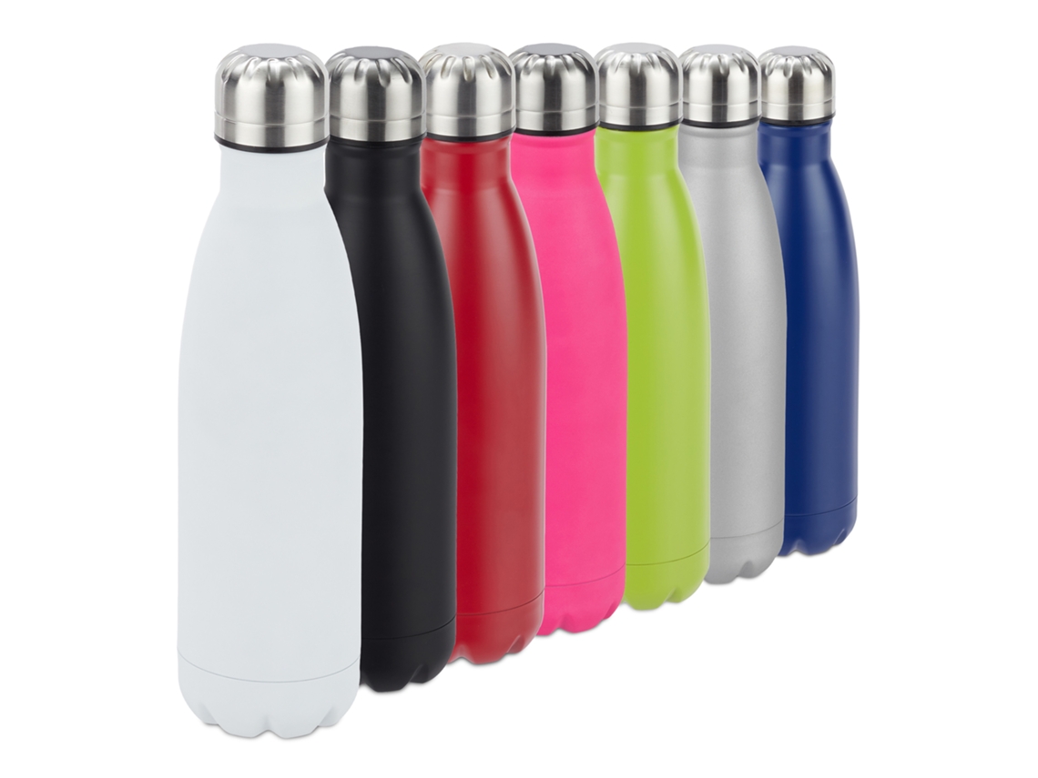 Relaxdays Garrafa Térmica Em Aço Inox 500 Ml, À Prova De Fugas, Para Bebidas Frias E Quentes, Exterior, Branca