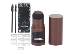 Kit De Carimbo De Sobrancelha À Prova De Água E Suor 10 Estênceis 2 Pincéis Cor Marrom Escuro 1.8g