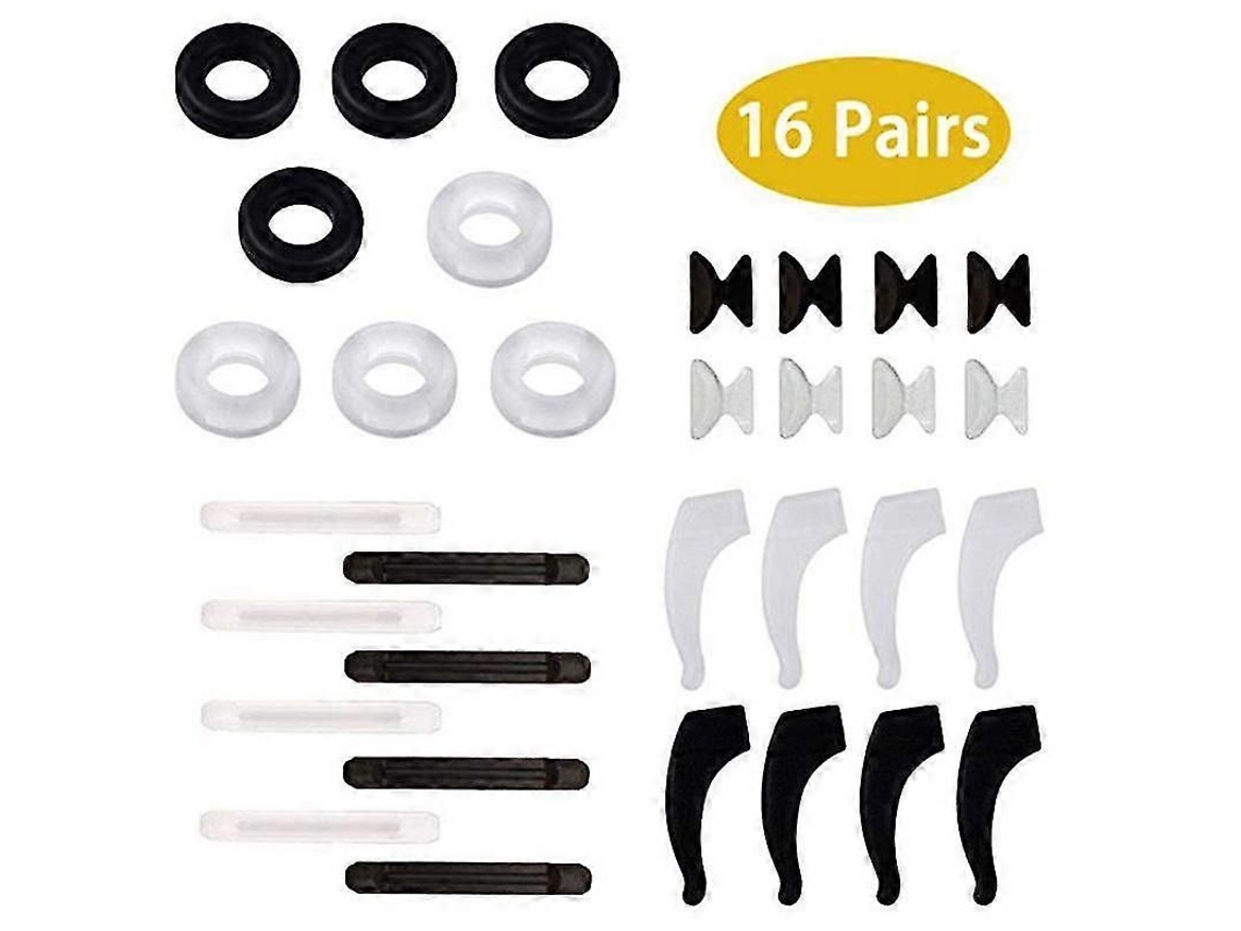 16 Pares de Retentores Óculos Redondos Antiderrapantes Silicone, Almofadas Nasais, Ganchos Orelha, GOKOCO