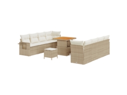 Conjunto De Móveis De Jardim Vidaxl Bege Vime Pe (80 X 80 X 71 Cm)