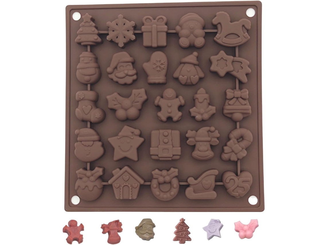 Molde De Silicona Para Chocolate Navideño, Ideal Para La Cocina Navideña. 25 Cavidades Antiadherentes Para Dulces Y Pasteles