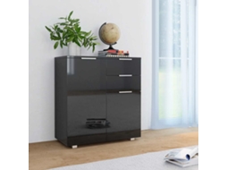 Vidaxl Aparador Em Contraplacado 71x35x80 Cm Preto Brilhante