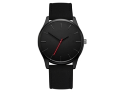 Relógio de Pulso Casual de Quartzo com Pulseira Pu Simples e Moderno (preto)