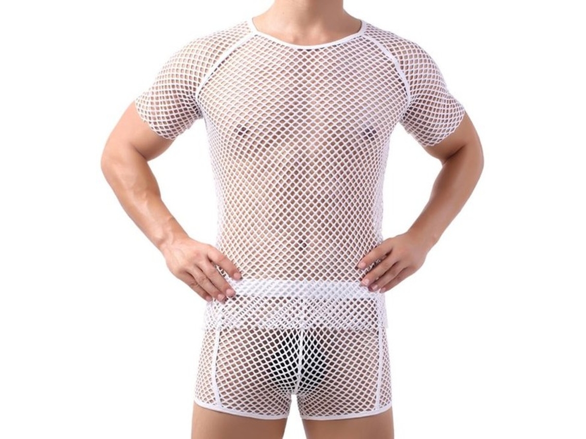 Camisola De Treino Para Homens - Tank Top - Transparência - Tecido De Malha - Corte Curto - Cintura Alta - Camisola De Treino - Material Leve - T-shir