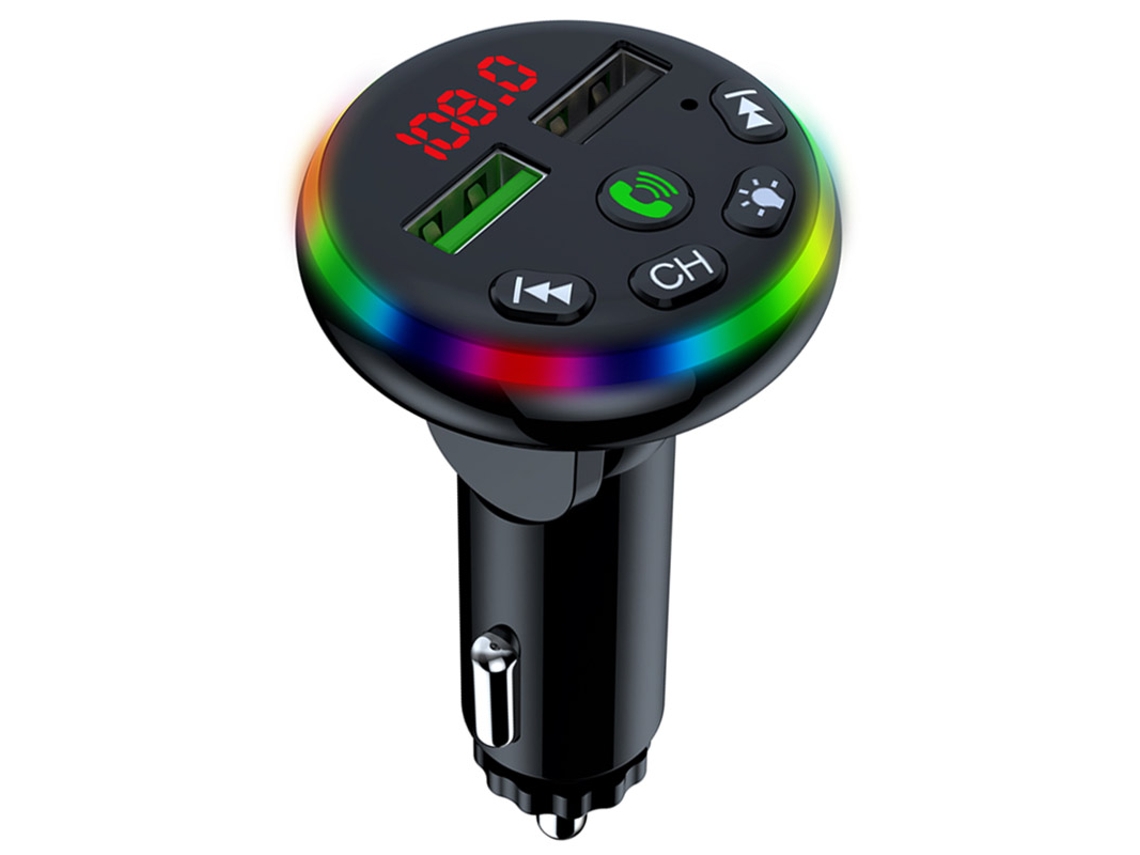 Transmissor Fm Isqueiro USB Cartão SD CarregameNão rápido USB Carregador de telefone Bluetooth 5.0 Handsfree Car Kit MP3 Player (Preto) ENKERS