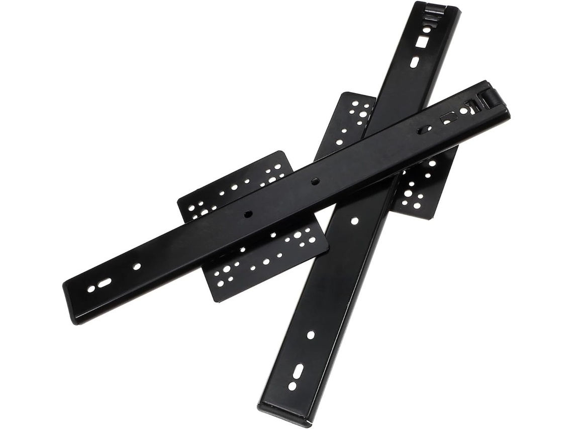 Corrediças Lurrose Para Gaveta De Móvel Tv, 2 Peças, Placa Quadrada Oculta De 2 Seções, Aço, Plástico Abs, Pretas, Com