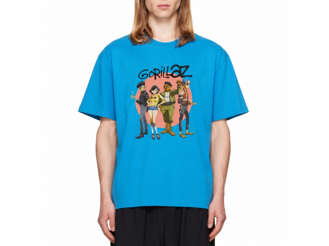 Gorillaz Group Circle Rise T-shirt Turquoise Blue Classic Unisex Adults Size:l