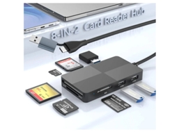Leitor De Cartão Sd Usb 3.0 Hub 8 Em 2 Para Vários Tipos De Cartão De Memória, Incluindo Sd, Tf, Cf, Xd, Ms, Micro Sd, Usb C, Da Bestvite