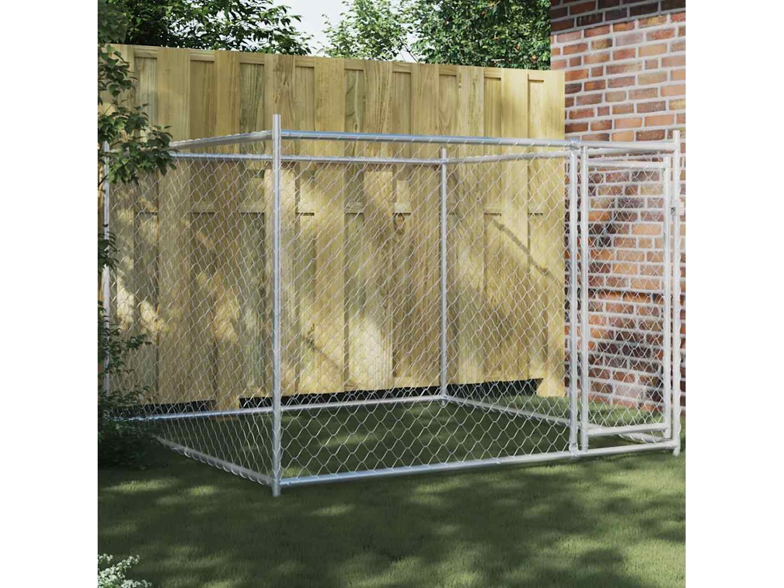 Vidaxl Jaula Para Cão Com Porta 2x2x1,5 M Aço Galvanizado Cinzento