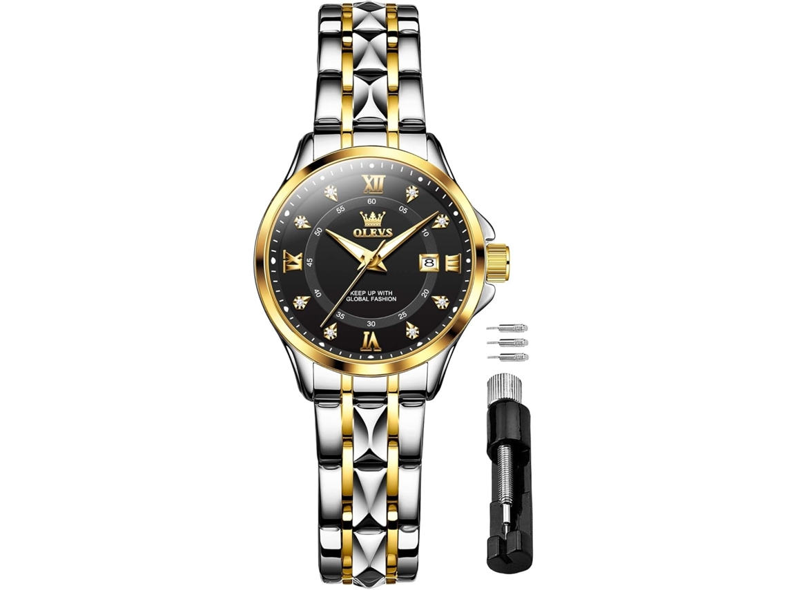 Lurelia Relógio Mecânico Feminino, Movimento De Quartzo, Automático, Data/calendário, Detalhes Com Strass, 1,18 Polegadas, 30 Mm, 0,39 Polegadas