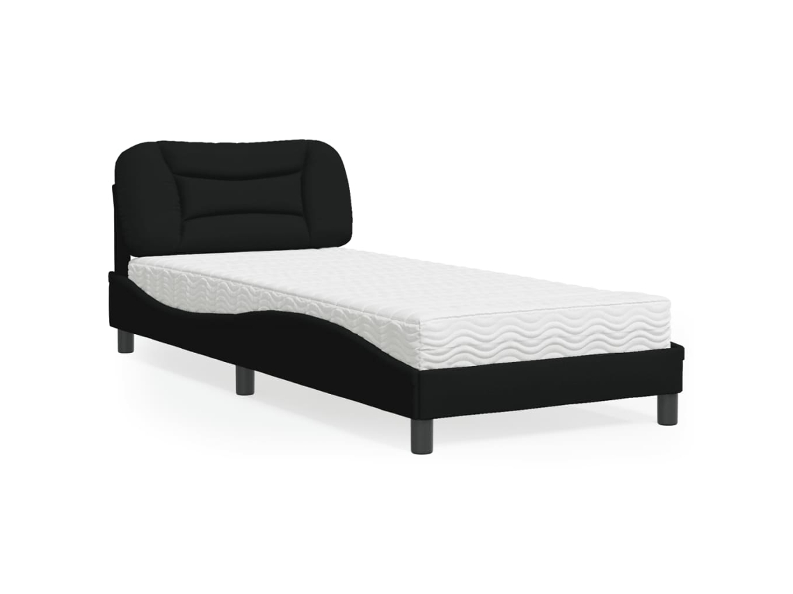 Cama Com Colchão 90x200 Cm Tecido Preto