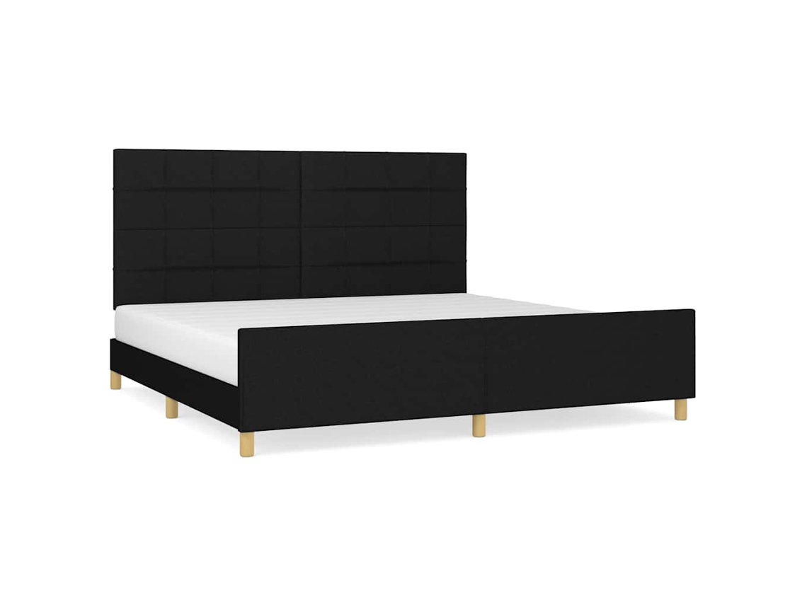 Conjunto 1 Estrutura De Cama Com Cabeceira Vidaxl Preto Tecido (203 X 206 X 128 Cm)