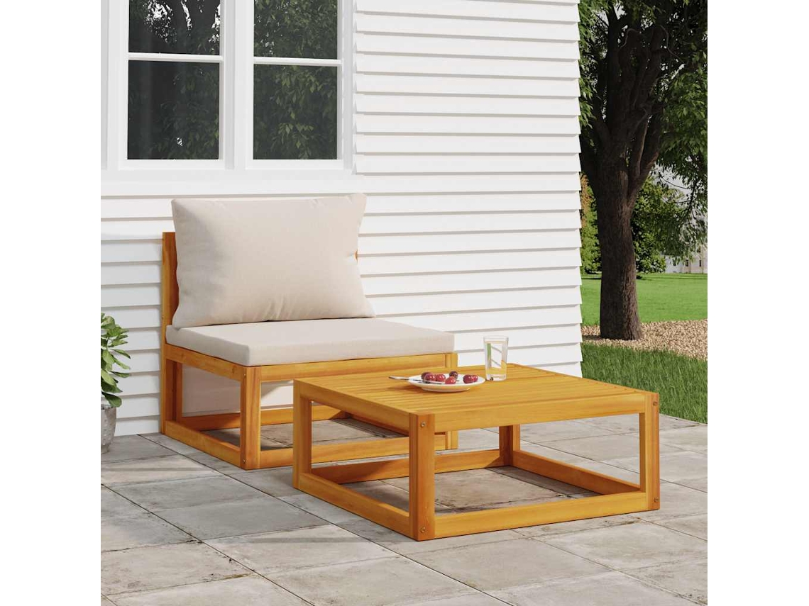 Vidaxl 2 Pcs Conjunto De Sofás De Jardim C/ Almofadões Acácia Maciça