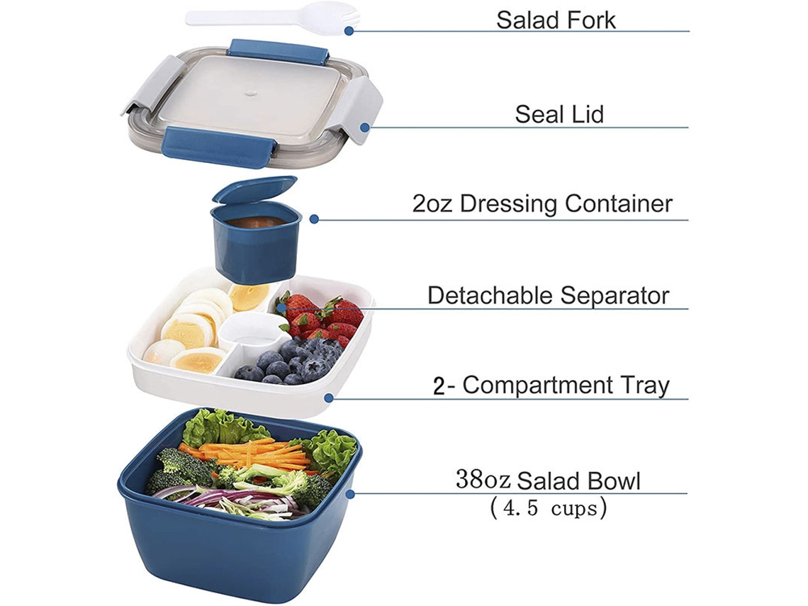 Ronjoe-caixa De Bento 1500ml Com 4 Compartimentos À Prova De Vazamento Microwavable