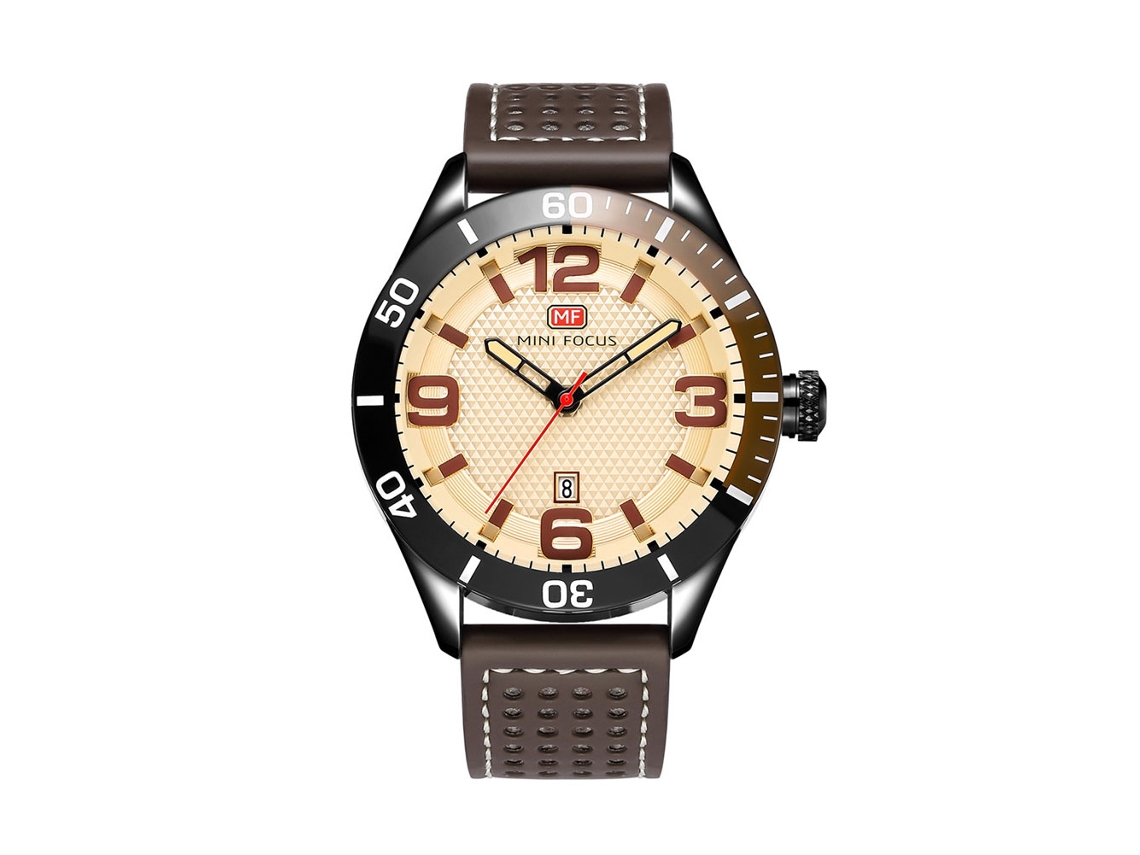 Relógio masculino Mini Focus 4, à prova d'água, em metal e com pulseira ajustável.