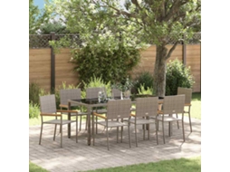Vidaxl Conjunto De Jantar Para Jardim 9 Unid. Cinzeto Vime Pe