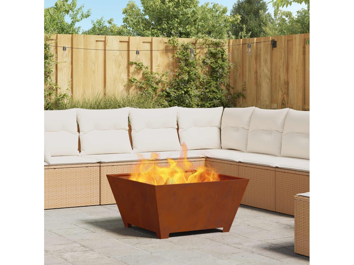 Vidaxl Fire Pit Ferro Enferrujado Aço Resistente Às Intempéries