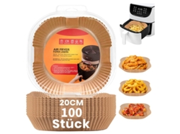Papel Para Assar Em Fritadeira A Ar — 100 Folhas, Próprio Alimentos, Livre De Bpa, 20 X 24 Cm, Compatível Com Fritadeiras 5 8 Litros, Perfei
