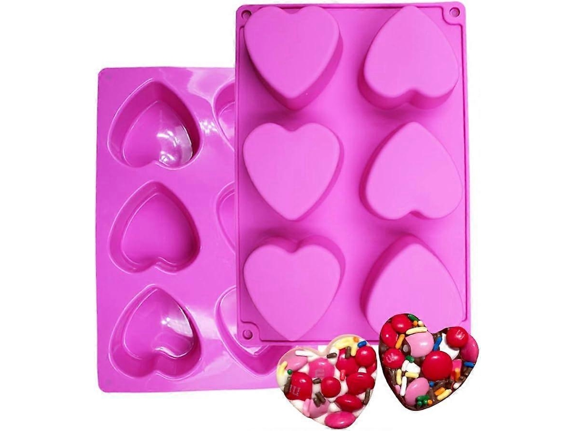 Molde de Silicona Corazón com 6 Cavidades para Chocolate, Bolo, Gelatina, Pudim, Sabonete Artesanal, Doces Feitos À Mão