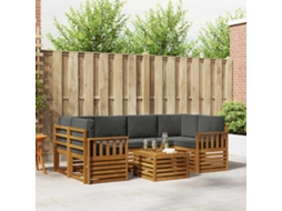 Vidaxl Conjunto De Sofás Para Exterior 7 Pcs Natural E Antracite