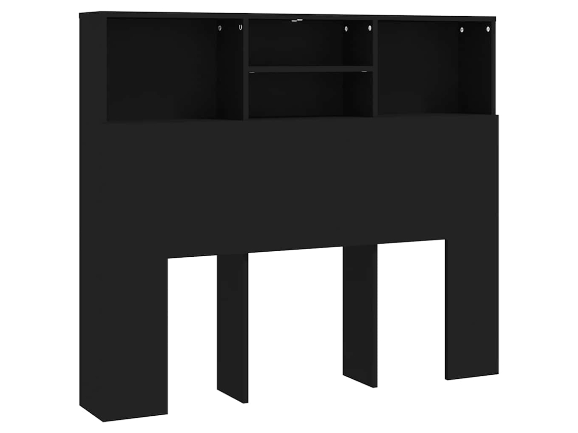 Cabeceira de cama com guarda-roupa, 120x19x103,5 cm, preta, exclusiva da MAISON.