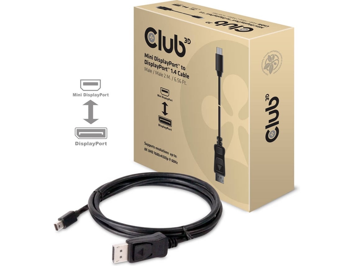 Cabo de Dados CLUB3D (Mini DisplayPort - 2 m - Preto)