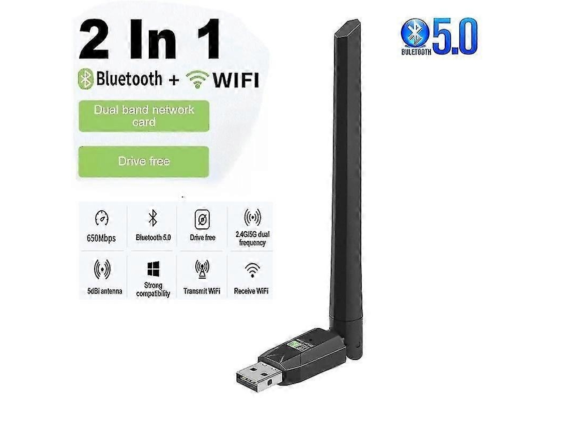 Adaptador Usb Wifi Bluetooth 5.0 Dual Band 2.4g/5ghz 802.11ac Placa De Rede Sem Fio Para Computador Slowmoose