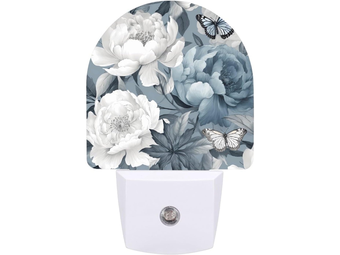 Luminária De Parede Quarto, Banheiro, Corredor, Luz Noturna, Com Design De Flor E Borboleta, Com Sensor De Luz Led