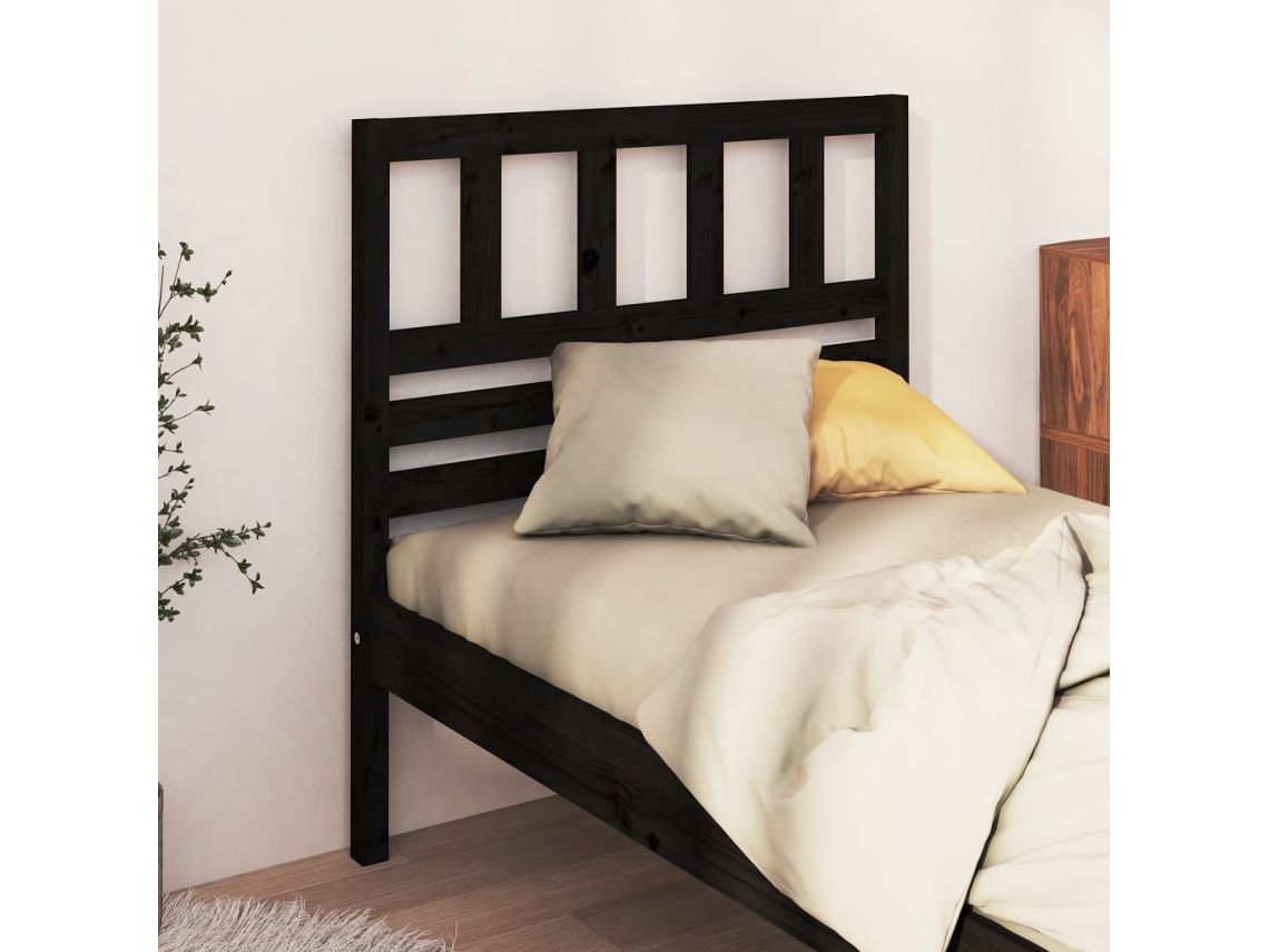 Cabecero 96x4x100 cm Pino Macizo Negro
