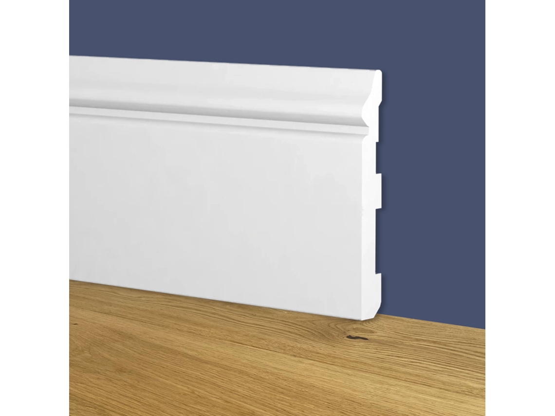Rodapé Rodapé Branco Mod. Étnico 120X16X2000Mm em Polímeros Poliestruturado ETERNAL PARQUET