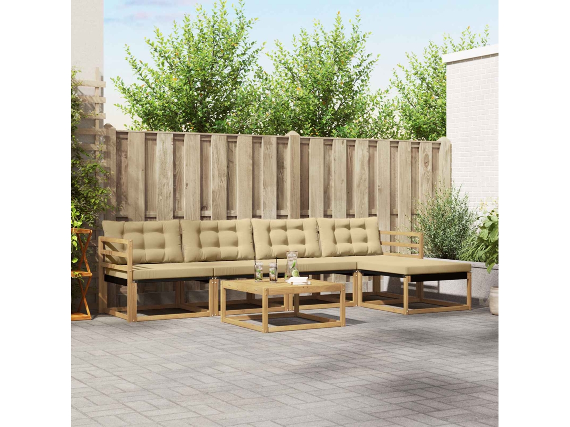 Vidaxl Conjunto De Sofás Para Exterior 6 Pcs Branco E Bege